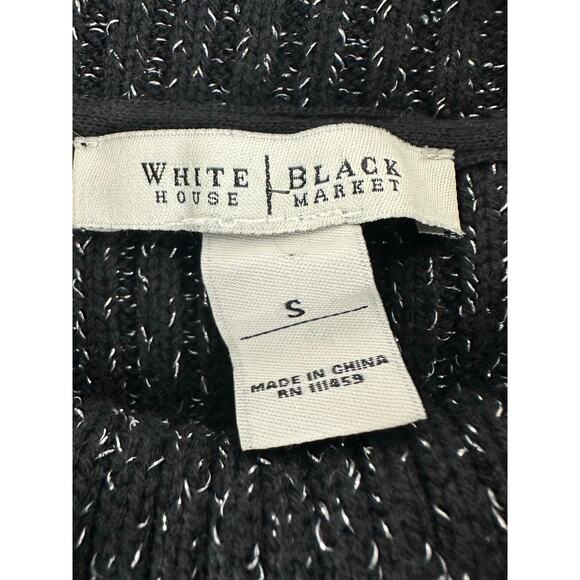 WHBM Size Small Wool Cotton Blend Cowl Neck Knit Sweater Black Silver Glitter - Picture 5 of 8